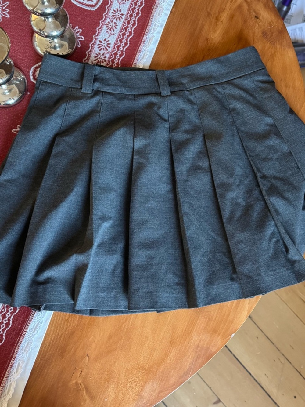 Aritzia Pleated Mini Skirt in Charcoal Gray